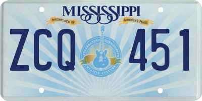 MS license plate ZCQ451
