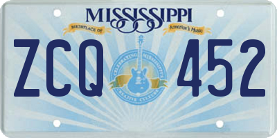 MS license plate ZCQ452