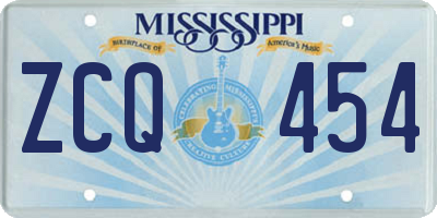 MS license plate ZCQ454