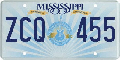 MS license plate ZCQ455