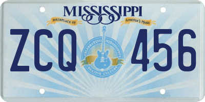 MS license plate ZCQ456