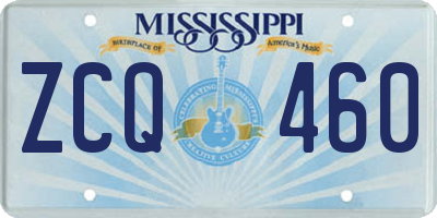 MS license plate ZCQ460