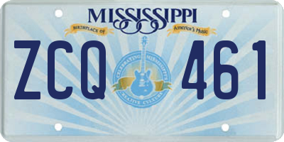 MS license plate ZCQ461