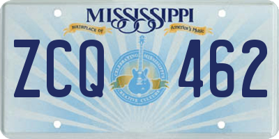MS license plate ZCQ462