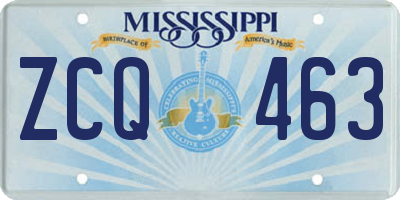 MS license plate ZCQ463