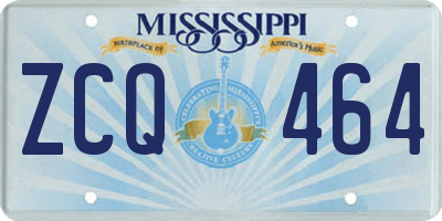 MS license plate ZCQ464