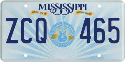 MS license plate ZCQ465