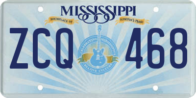 MS license plate ZCQ468