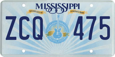 MS license plate ZCQ475