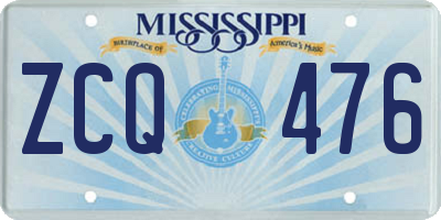 MS license plate ZCQ476
