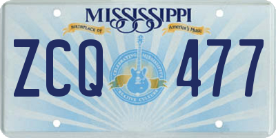 MS license plate ZCQ477