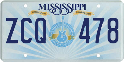 MS license plate ZCQ478