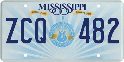 MS license plate ZCQ482