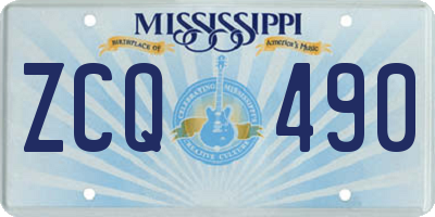 MS license plate ZCQ490