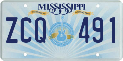 MS license plate ZCQ491