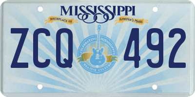 MS license plate ZCQ492