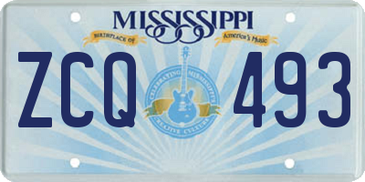 MS license plate ZCQ493