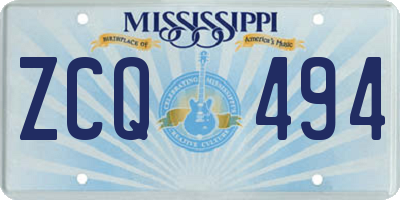 MS license plate ZCQ494