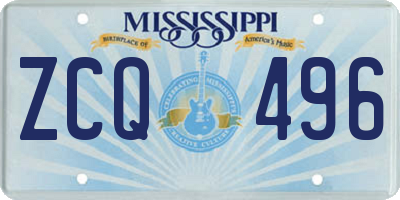 MS license plate ZCQ496