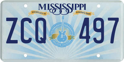 MS license plate ZCQ497