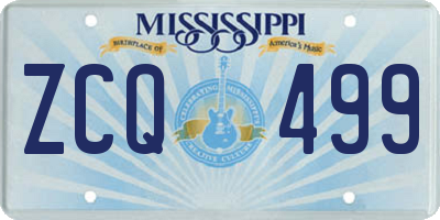 MS license plate ZCQ499