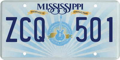 MS license plate ZCQ501