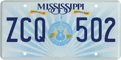 MS license plate ZCQ502