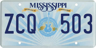 MS license plate ZCQ503