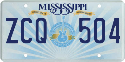MS license plate ZCQ504