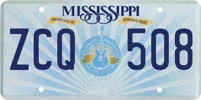 MS license plate ZCQ508