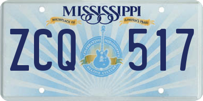 MS license plate ZCQ517