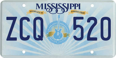 MS license plate ZCQ520