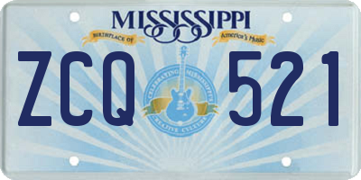 MS license plate ZCQ521