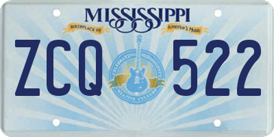 MS license plate ZCQ522