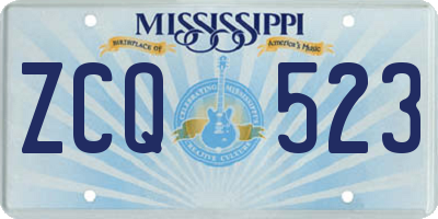 MS license plate ZCQ523