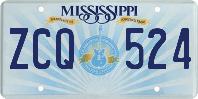 MS license plate ZCQ524