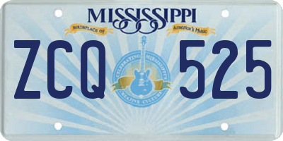 MS license plate ZCQ525