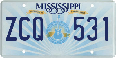 MS license plate ZCQ531