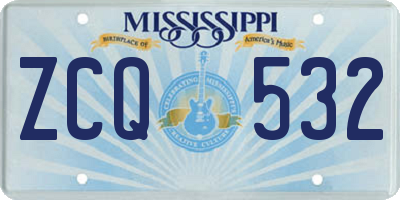 MS license plate ZCQ532