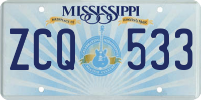 MS license plate ZCQ533