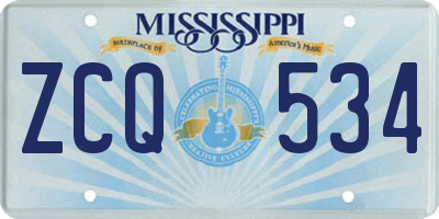 MS license plate ZCQ534