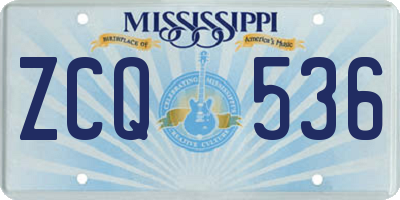 MS license plate ZCQ536
