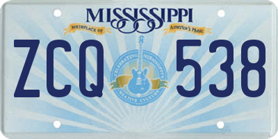 MS license plate ZCQ538