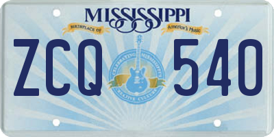 MS license plate ZCQ540