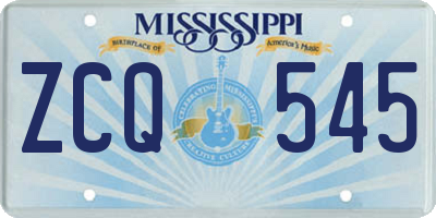 MS license plate ZCQ545