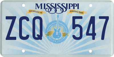 MS license plate ZCQ547