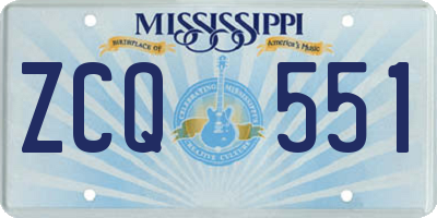 MS license plate ZCQ551