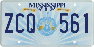 MS license plate ZCQ561