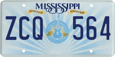 MS license plate ZCQ564