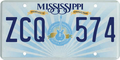 MS license plate ZCQ574